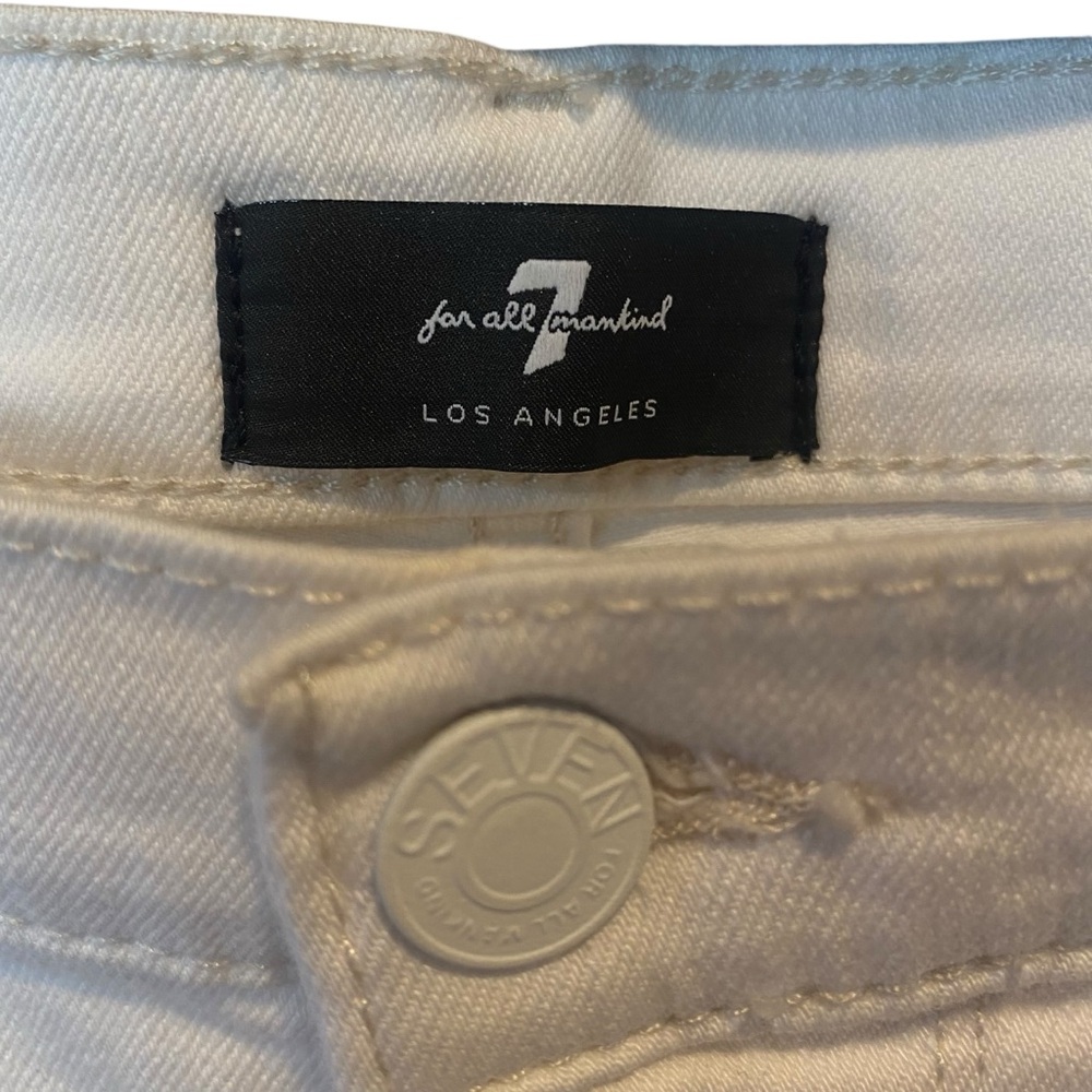 7 For All Mankind High Waist Ankle White Distressed Skinny Jeans Womens Size 32 - Picture 5 of 16